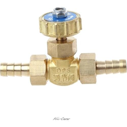 Elbow Brass Needle Valve 8mm Propane Butane Gas Adjuster Barbed Spigots 1 Mpa