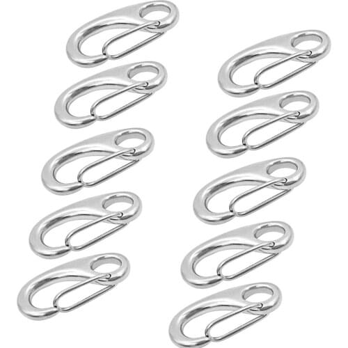 MagiDeal 10pcs Stainless Carabiner D-Ring Key Chain Clip Hook Outdoor Buckle