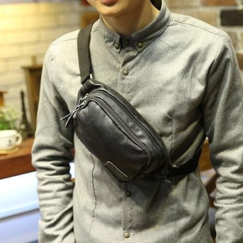 Multifunctional Fanny Bag Casual Waist Pack Bag Suit For Outside Black Pu Leather Fashion Bag Unisex Phone Belt Bag Coin Purse