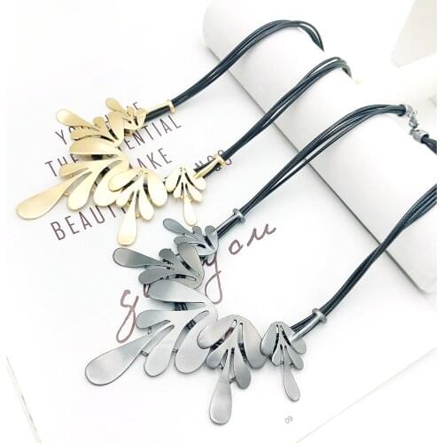 Fashion Simple Style Botany Choker Metal Rope Chain Necklaces Gold Plating Chain Women Jewelry Medium Length Necklace