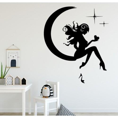 Goddess on The Moon Beautiful Wall Stickers Home Decoration Self-adhesive Man Rooms Living Room Wallpaper Home Decor Removable