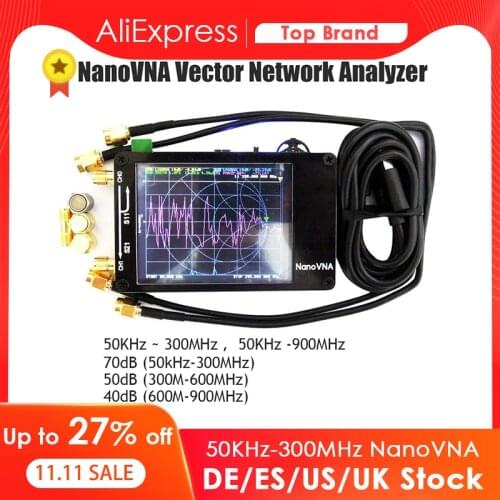 New 2.8 inch LCD Display 50KHz-300MHz NanoVNA VNA HF VHF UHF UV Vector Network Analyzer Antenna Analyzer + Battery