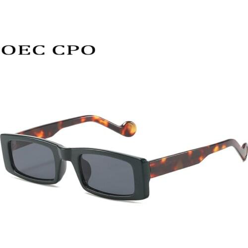 OEC CPO Fashion Rectangle Sunglasses Women Small Frame Square Sun Glasses Female Vintage Black Punk Sunglasses Men Shades UV400