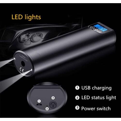 12V 150PSI Portable Car Air Compressor Mini Inflatable Electric Pump For Bicycle Rechargeable LED Emergency Light Tyre Inflators