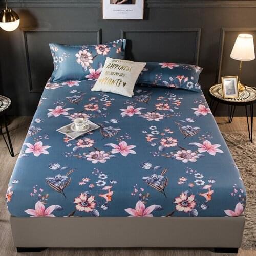 Luxury Bed Sheets Print Pattern Protective Case Mattress Cover Four Corners No Pillowcases Single Queen King Size 180X200cm
