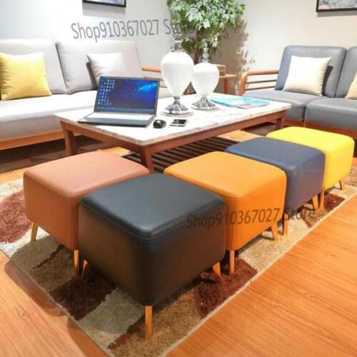 Light Luxury Sofa Stool Living Room Small Leather Stool Footrest Pi Dun Creative Shoe Replacement Stool Home Entrance Low Stool