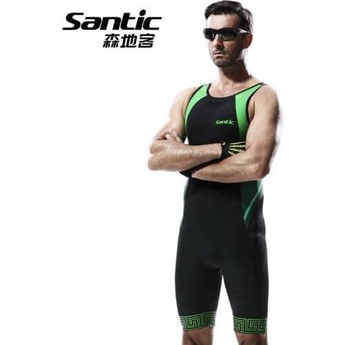 SANTIC Men Triathlons Cycling Jerseys Sleeveless Bike Skinsuit Bicycle Clothing Professional Wear For Swimming Running Riding