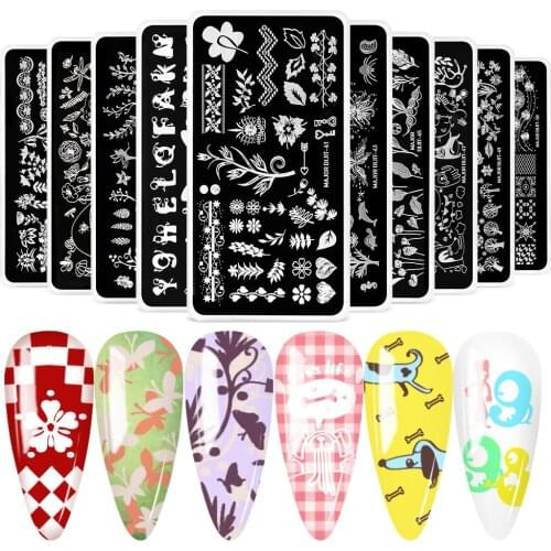 Major Dijit Cute Letters Marine Animals Plant Dandelion Stamping Stencil Plates Nail Art Image Template Manicure Design