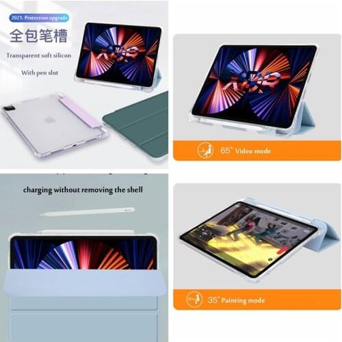3 Folding Stand Cover for IPad 10.2 7th 8th Pro 9.7 5th 6th 10.5 11 12.9 2021 2020 2018 Air 1 2 3 4 Case Smart Funda + Pen Slot