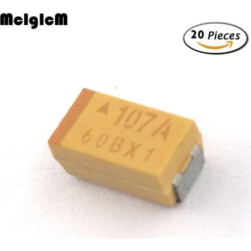 MCIGICM 20pcs C 6032 100uF 10V SMD tantalum capacitor