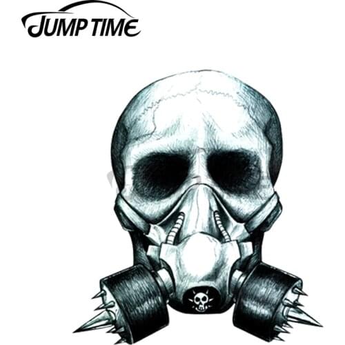 Jump Time 13 x 10.8cm For Gas mask Skull Personality Creative Car Stickers Vinyl Material Decal Car Accessories Decoration