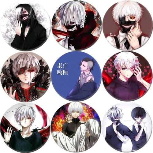 Japanese Anime Tokyo Ghoul Brooch Kaneki Ken Touka Kirishima Cosplay Badge Backpacks Button Clothes Party Birthday Gift DJSSG