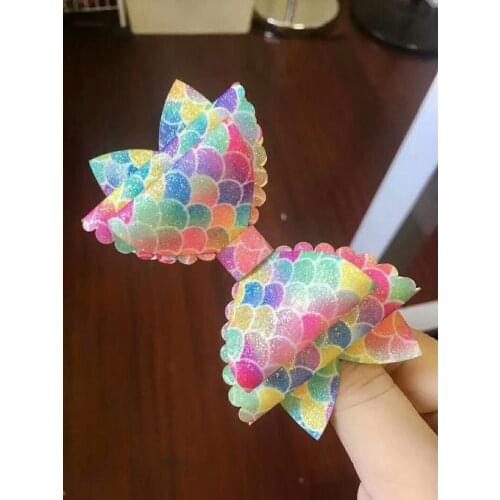 3.5'' Women Baby Girl Mermaid Hairgrips Glitter Hair Bows with Clip Dance Party Bow Hair Clip Girls Hairpin Hair Accessories