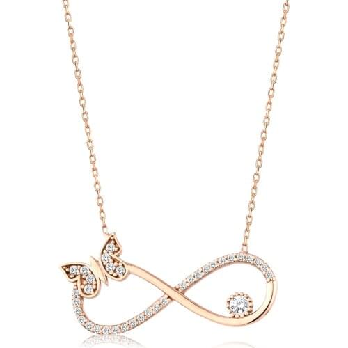 Womens 925 Sterling Silver Infinity Butterfly Necklace Elegant Pleasant Wink Attractive Special Design Good Quality Product 2021 Trend Fashion Style New model