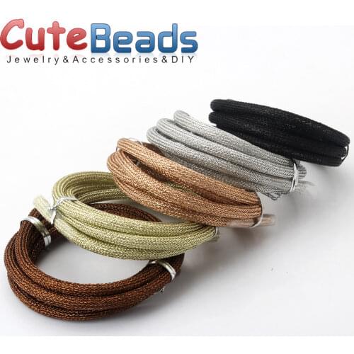 1M / batch 6.0mm multi-color mesh metal color line plastic hollow tube threading fixed shape DIY bracelet jewelry making