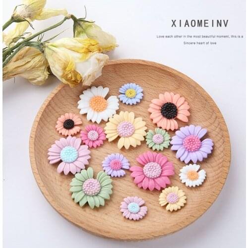 10pcs New Design Fashion Jewelry Sweet Earrings for Women Models Fresh Daisy Flower Resin Patch Diy Earrings Nail Accessories