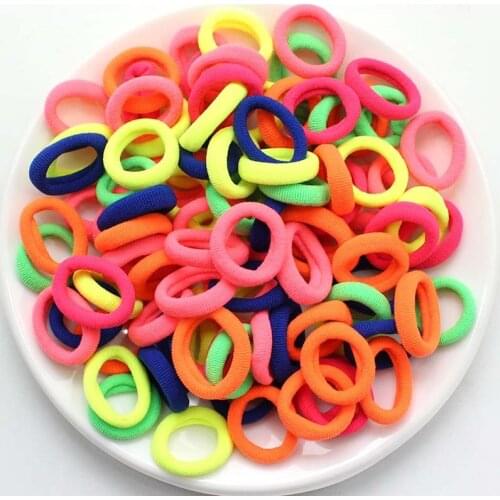 100pcs/ Pack Girls Colorful Nylon Small Elastic Hair Bands Child Ponytail Holder Rubber Bands Headband Kids Hair Accessories