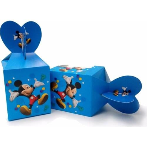 12Pcs/Lot Mickey Mouse Theme Print Candy Box Party Supplies Loading Gift Loot Bag Paper Box Birthday Party 10*8.5*18cm