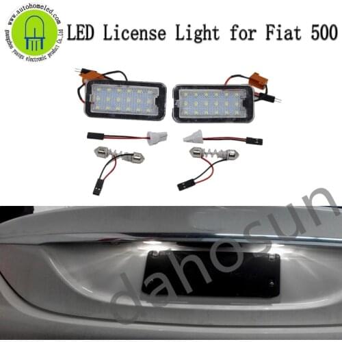 2Pcs Dahosun White LED License Plate Lights Error Free Number Tail Lamp Fit for Fiat 500 2009-2015