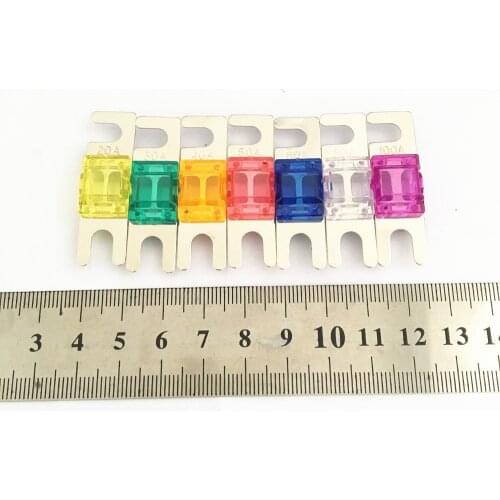 20PCS/LOT 20A 30A 40A 50A 60A 80A 100A Nickel Plated Car Fuses Car Stereo Audio AFS Mini Fuse