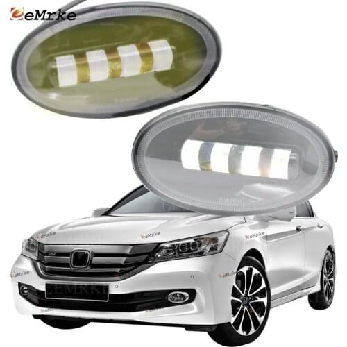 2x Cut-Line Lens Front Full LED Fog Lights White / Yellow Color Foglamp for Honda Accord Sedan 2014 2015 2016 Middle East Type