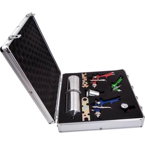 3 HVLP Aluminum Air Spray Gun Kit Auto Paint Car Primer Detail Clearcoat Case