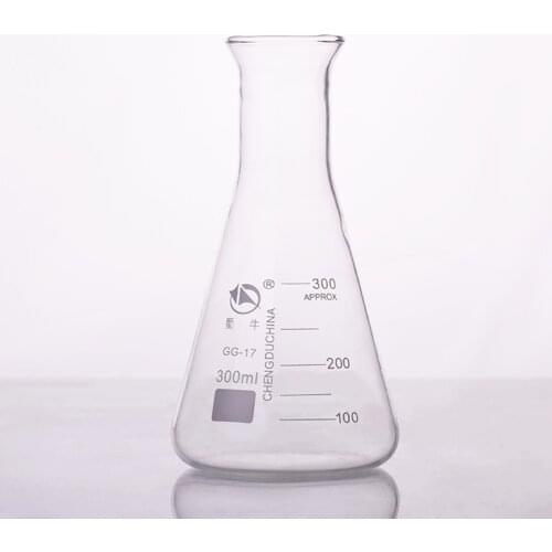 3pcs Conical flask,Wide spout with graduations,Capacity 300ml,Erlenmeyer flask with normal neck