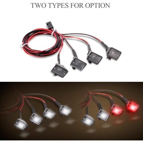 4pcs RC Car Multi-Function Square LED Light with Lampshade for 1/10 RC Crawler Car HSP REDCAT Axial SCX10 Traxxas