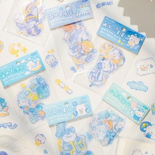 46 Pcs Kawaii Bear Pvc Stickers Travel Journal Decorative Stickers Kawaii Scrapbooking Planner Stationery Album Diary Stickers