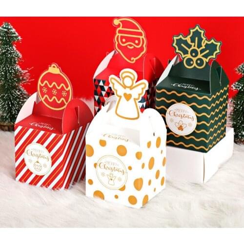 5pcs Christmas Gift Boxes Bag Christmas Ball Santa Claus Candy Box With Handle For New Year 2021 Christmas Eve Party Apple Box