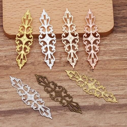 20pcs 15x57mm Gold Plated Brass Flowers Slice Filigree Wraps Connectors Charm DIY Hand Made Jewelry Accessories Wholesale