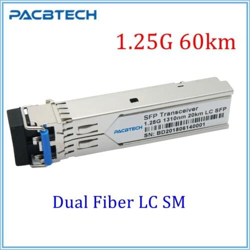 60KM 1.25G Dual Fiber SFP Module 1000BASE 1550nm SFP Fiber Transceiver Fiber Module LC Connector 2 pieces