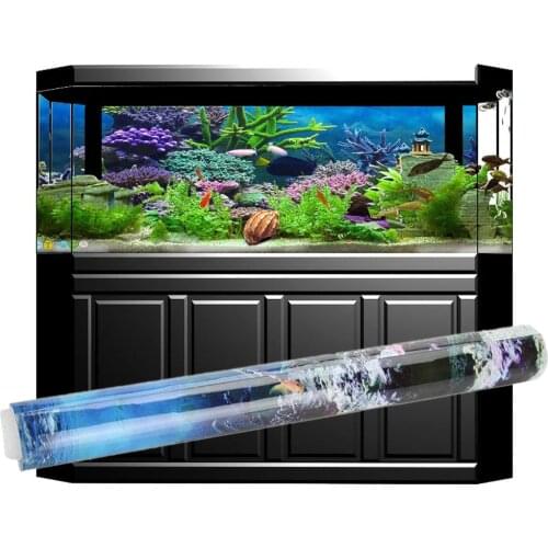 Aquarium Fish Tank 3D Rainforest Background PVC Real Underwater World Aquarium Decor Tank Wallpaper Landscape Sticker Decoration