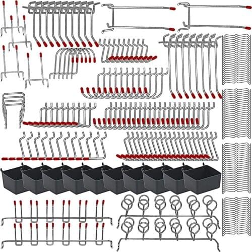 228 Pcs Pegboard Hooks Assortment with Metal Hooks Sets, Pegboard Bins, Peg Locks for Organizing Storage System Tools