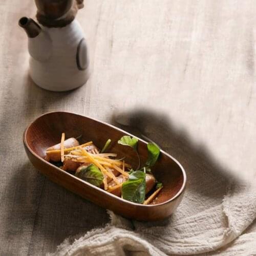 Japanese Style Dried Fruit Dish Solid Wood Tableware Food Serving Tray Desserts Snack Dishes Household Plate Dinnerware