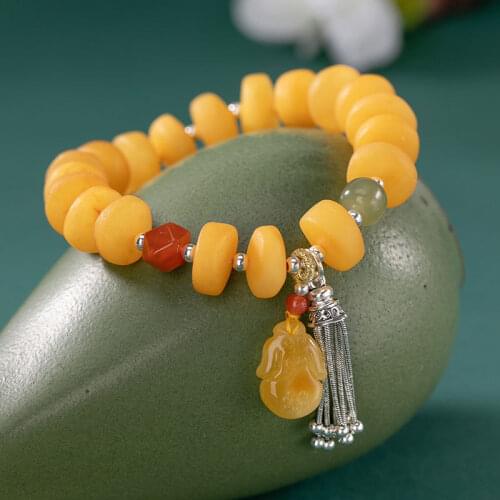 Natural amber bracelet handmade 12mm bracelets for women bangles with 925 bracelets for women