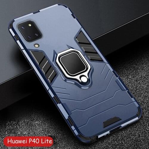 For Huawei P40 P 40 Lite Case Armor PC Cover Metal Ring Holder Phone Case For Nova 6 SE,Nova 7i Cover Shockproof Hard Bumper