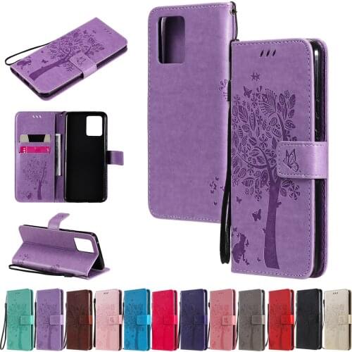 3D Tree Cat Case Wallet Flip Magnetic Stand Case Realme 8 Pro C11 C12 C15 C17 C25 6 5 3 7i 7 Pro Wallet Case