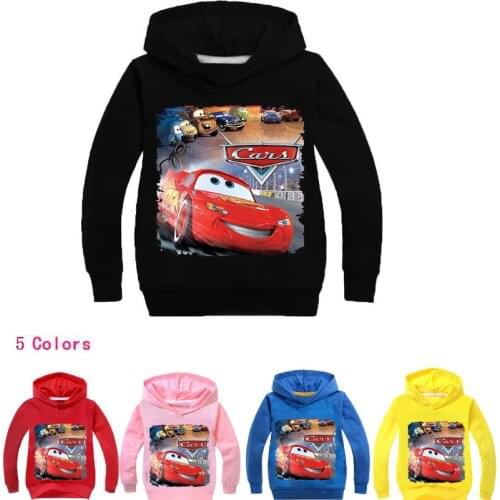 Car mobilization 2-15 year old childrens hooded sweater long-sleeved Mike Quinn cartoon print spring and autumn sports sweater
