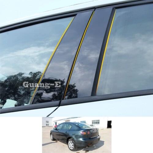 For Mazda 3 Mazda3 Sedan 2006-2013 Car PC Material Pillar Post Cover Door Trim Window Piano Black Molding Sticker Plate