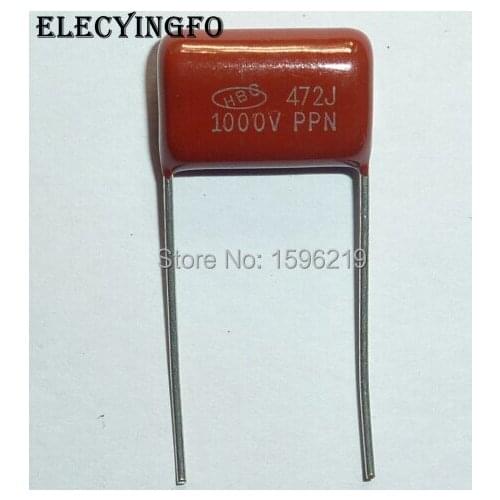50pcs CBB capacitor 472 1000V 472J 1KV 4700pF 4.7nF P15 CBB81 Metallized Polypropylene Film Capacitor