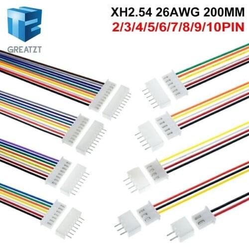 10Sets JST XH2.54 XH 2.54mm Wire Cable Connector 2/3/4/5/6/7/8/9/10 Pin Pitch Male Female Plug Socket 20cm Wire Length 26AWG