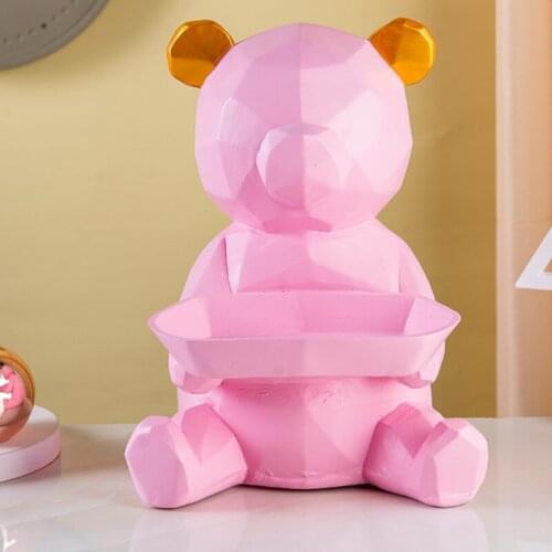 Creative Bear Sculpture Tissue Boxes Key Remote Desk Tray Gifts for Women Modern Living Room Multifunctional Storage Decoration