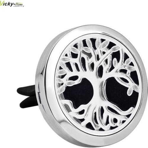 Casting Tree Design 30mm 316L Stainless Steel Essential Oil Car Locket Aroma Car Aromatherapy Locket drop shipping