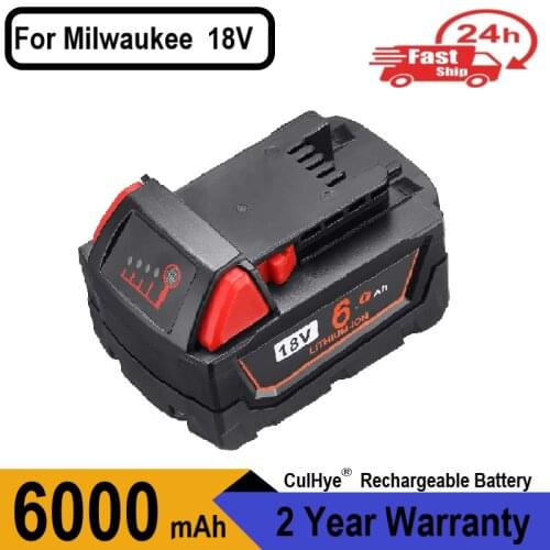 Culhye Replacement Battery for Milwaukee, 18V 6.0 Ah Li-ion for Milwaukee 18Volt 48-11-1820 48-11-1850 48-11-1860 45-11-1828
