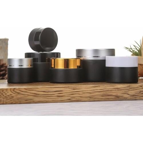 100pcs 5/10/15g Frosted Black Glass Jar Container Cosmetic Cream Lotion Bottle Hand Cream Travel Home Container