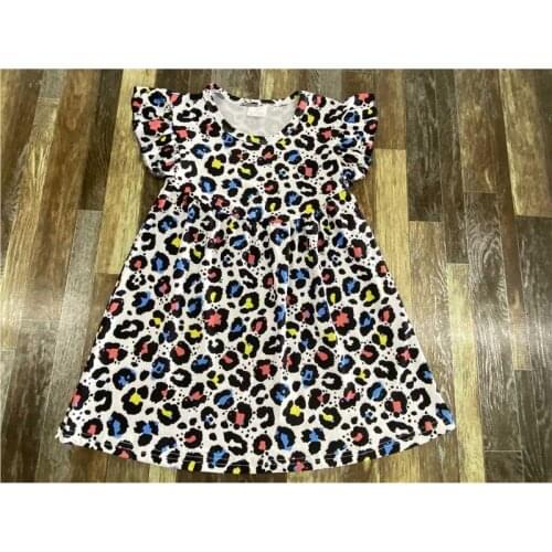 Cute Children Boutique Clothes Cool Girl Summer Color Leopard Print Dress