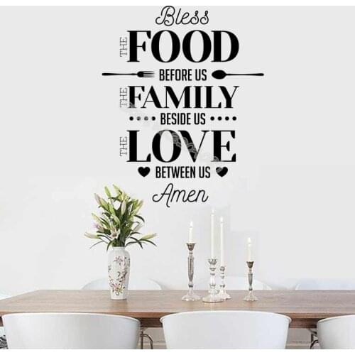 Prayer Wall Sticker Bless the Food Before Us The Family Beside Us The Love Between Us Amen Quote Dining Room Kitchen mural EB063