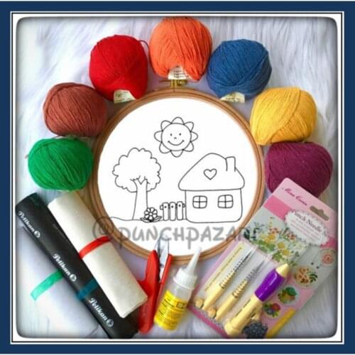 Home Şablonlu Punch Embroidery Set-Punch Set-Punch Kit-Punch Tool Kit-Punch Needle-Punch Nakışı