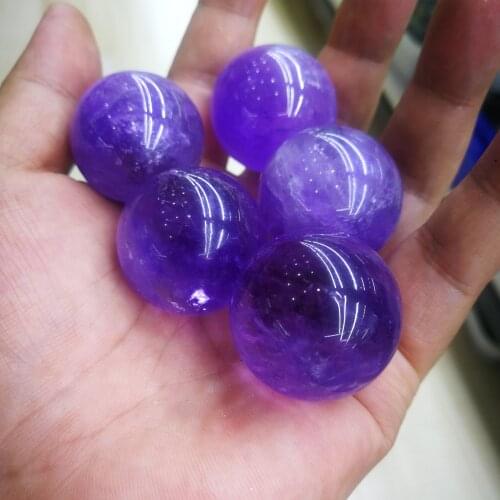 25mm Natural Amethyst Quartz Stone Sphere Crystal Fluorite Ball Healing Gemstone5pc